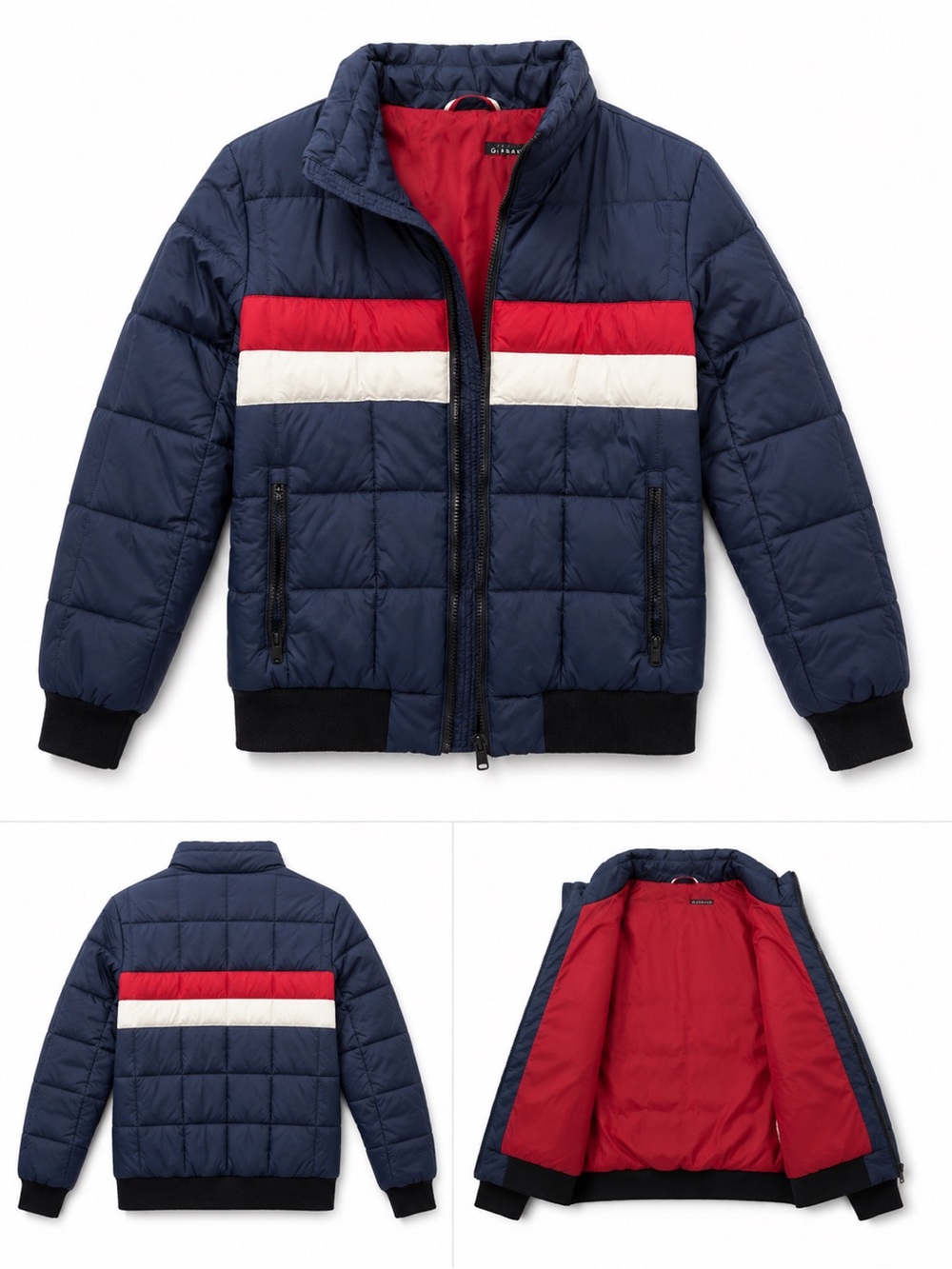 Men's Tommy Hilfiger Blue and Red Puffer Jacket
